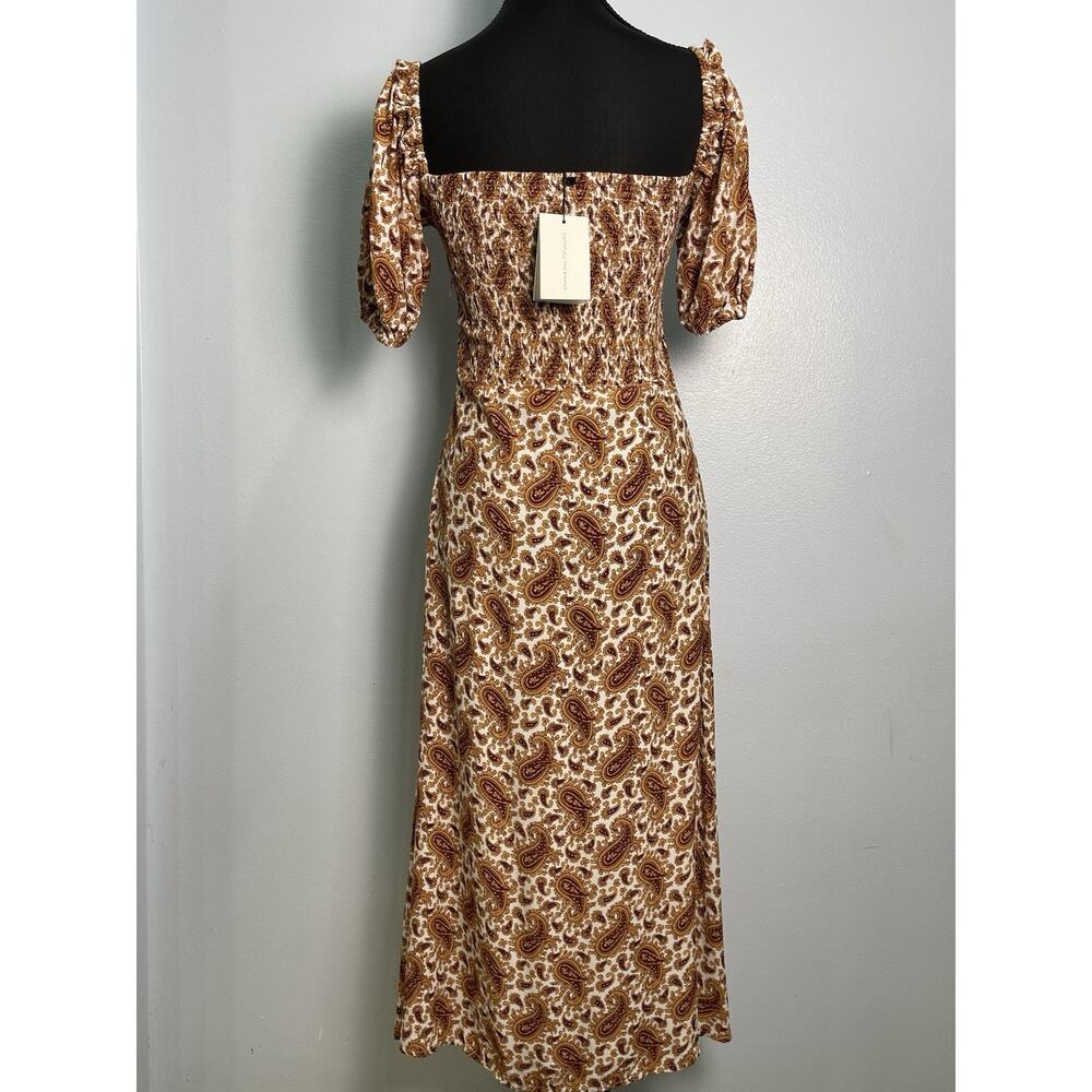NWT Faithfull The Brand Juniper Paisley Midi Dress Puff Sleeve Sweetheart Size 6 - Picture 4 of 10